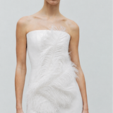 BLAISE-STRAPLESS FEATHERED MINI DRESS