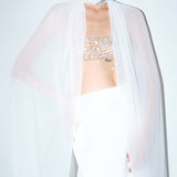 Iva-Choker Detailed Chiffon Cape