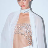 Iva-Choker Detailed Chiffon Cape