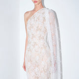 Maria-Hand-Embroidered One Shoulder Lace Gown