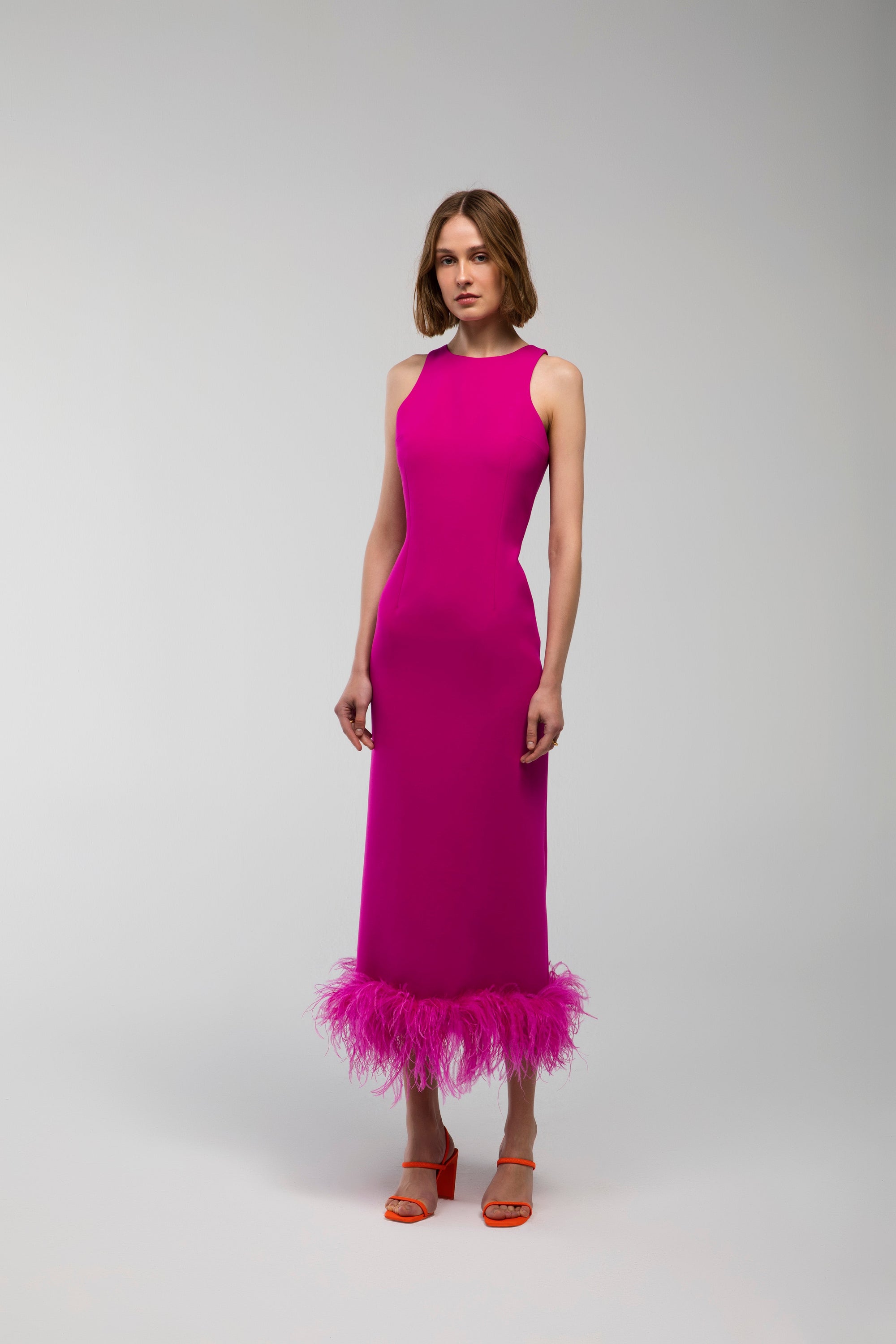 Puri - Midi Dress With Feather Trim