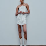Veronica-Mini Dress With Hand-Stitched Sequin Details