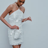 Veronica-Mini Dress With Hand-Stitched Sequin Details