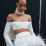 Onika-Mini Skirt With Feather Embellishment