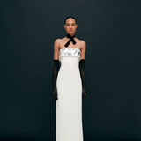 Grace - Strapless Midi Dress With Hand Stitched Mirrors