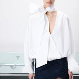 Loena Lace-Covered Denim Mini Skirt in Navy Blue
