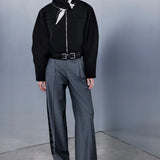 Maddy Cropped Biker Jacket in Black