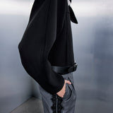 Maddy Cropped Biker Jacket in Black