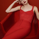 Gia Trousers with Zipper Detail in Red