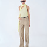 Elise-One-Shoulder Crushed Chiffon Scarf-Detail Blouse