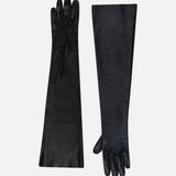 Sloane Two-Tone Buttoned Leather Gloves in Navy Blue