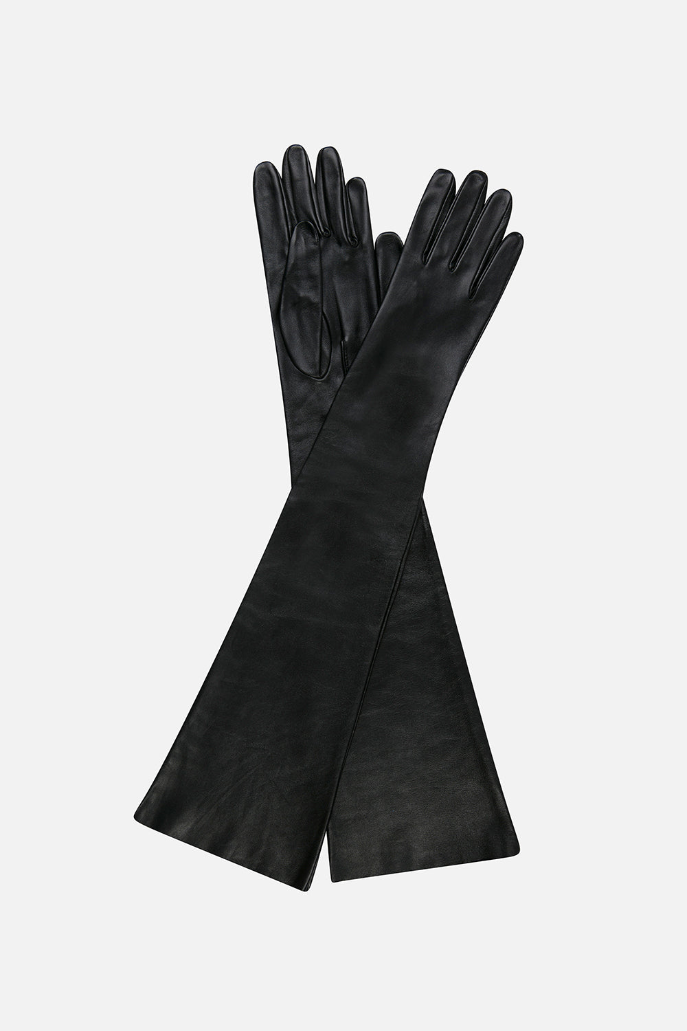 Vale Buttoned Leather Gloves in Black