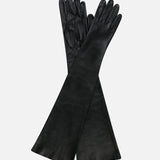 Vale Buttoned Leather Gloves in Black