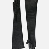 Vale Buttoned Leather Gloves in Black