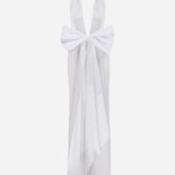 Danielle-V-Neck Satin Maxi Dress With Bow Belt Detail