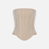 Aline - Hand-Beaded Corset With Satin Tulle Overlay