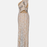 Eve - One-Shoulder Lace Maxi Dress With Hand-Beaded Embellishments