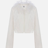Ani - Feather-Detailed Jacquard Crop Jacket