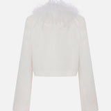 Ani - Feather-Detailed Jacquard Crop Jacket