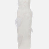 Reese - Strapless Midi Dress With Hand-Crafted Leaf Feather Detail