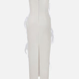 Reese - Strapless Midi Dress With Hand-Crafted Leaf Feather Detail