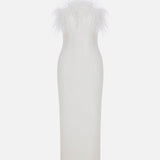 Bex - Triangle Neck Feathered Midi Dress