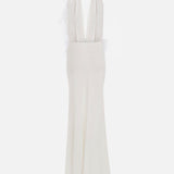 Talia - V-Neck Feathered Maxi Dress