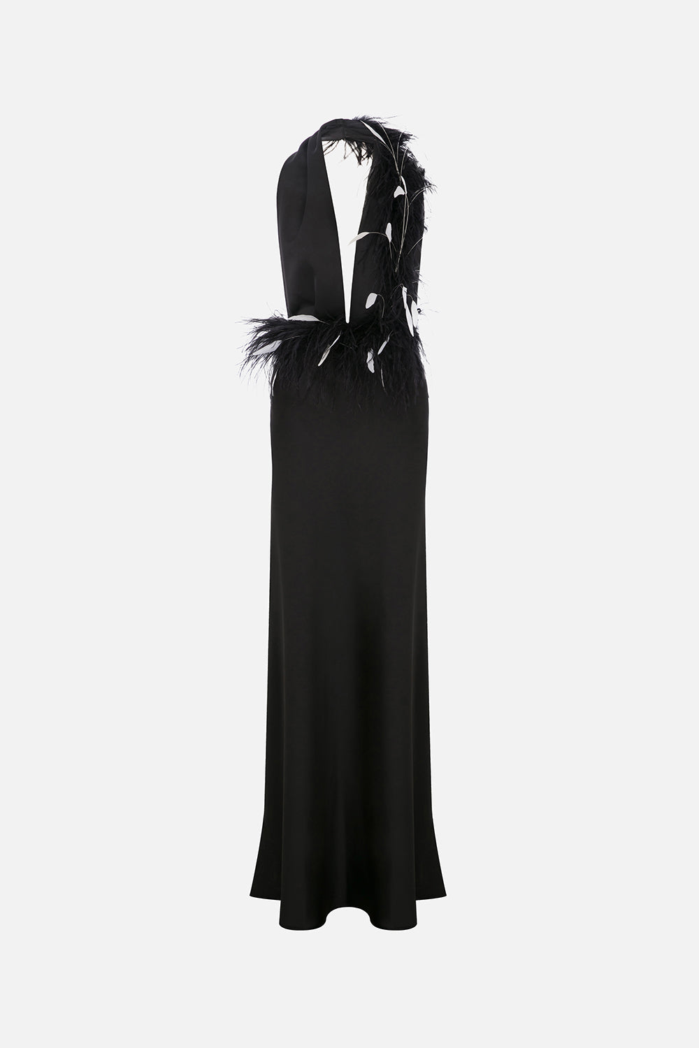 Carey-V-Neck Feathered Maxi Dress – ILA Global Carey-V-Neck Feathered Maxi Dress – ILA Global