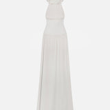 Lune-Halter-Neck Chiffon Maxi Dress With Corset Detail