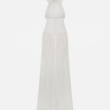 Lune-Halter-Neck Chiffon Maxi Dress With Corset Detail