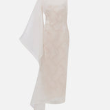 Bea - Silk Organza Boat Neck Midi Dress With Inner Lace Detail