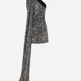 Sophie - One Shoulder Sequin Dress with Shawl Detail
