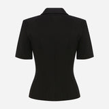 Kate - Polo Neck Corset Detailed T-Shirt in Black