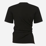 Lilia - Draped T-Shirt With Shoulder Pads in Black