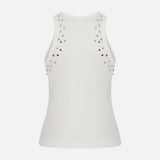 Daisy Tank Top with Accessory Detail in White