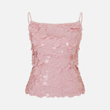 Cassie Open-Back Sequin Top in Pink Sequin