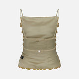Cassie Open-Back Sequin Top in Green Sequin
