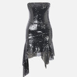 Linea Strapless Sequin Mini Dress in Silver Sequin