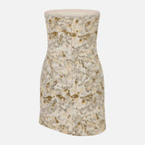 Maelle Strapless Sequin Mini Dress in Beige Sequin
