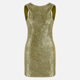 Cassia Open-Back Sequin Mini Dress in Green Sequin