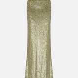 Lina Sequin Maxi Skirt in Green Sequin