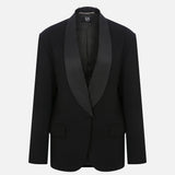 Nara Shawl-Collar Blazer with Trim Detail in Black