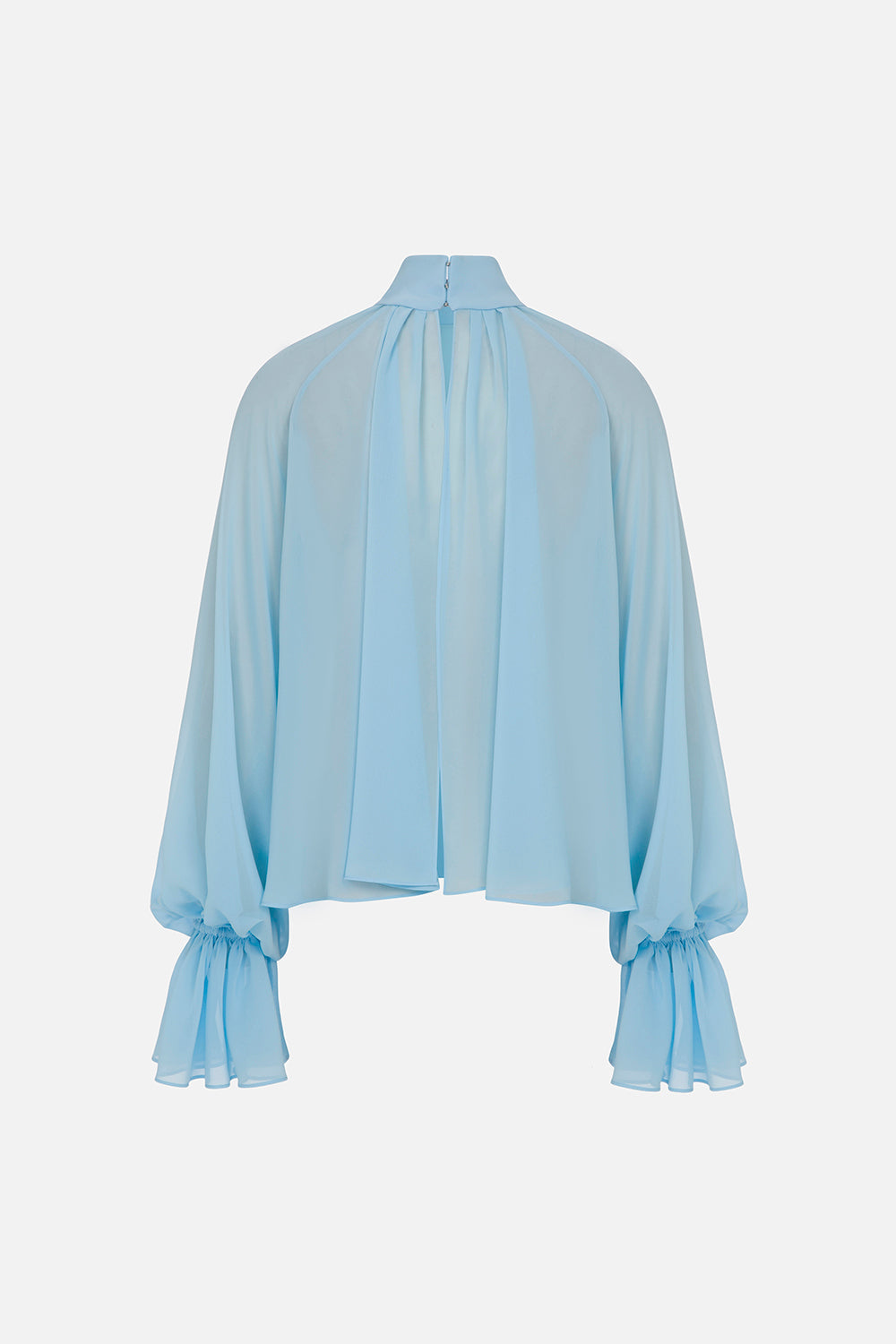 Pam Ruched Chiffon Blouse in Light Blue