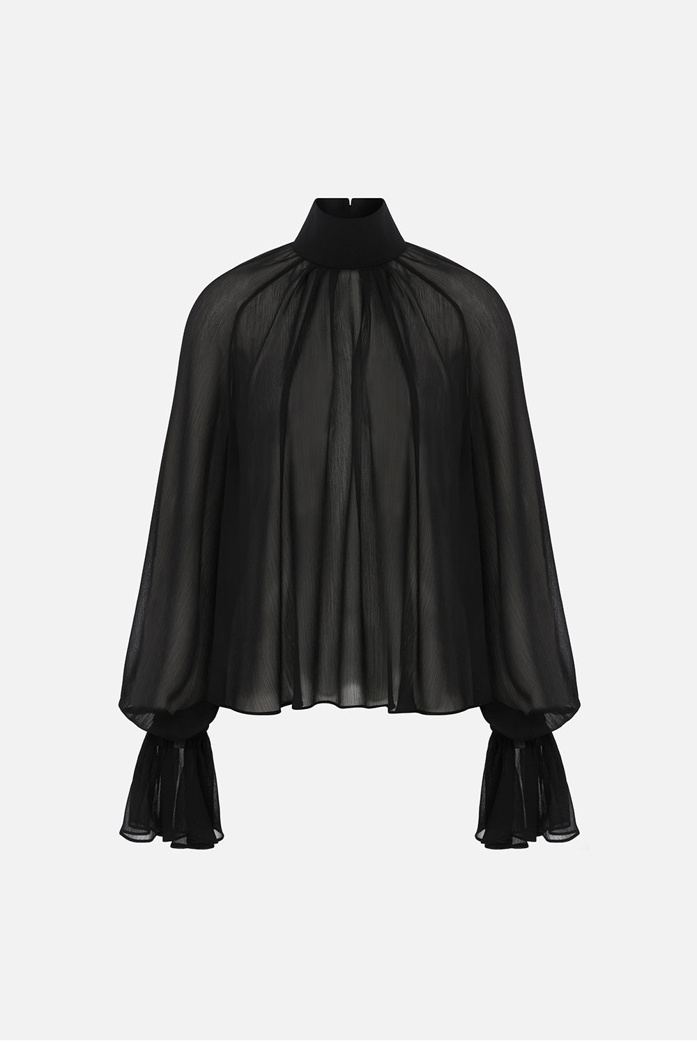 Pam Ruched Chiffon Blouse in Black