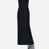 Cyra Strapless Denim Midi Dress in Indigo