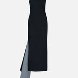 Cyra Strapless Denim Midi Dress in Indigo