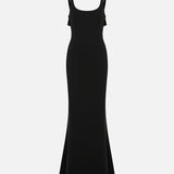 Melina U-Neck Maxi Dress with Back Detail in Black