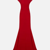 Anita Short-Sleeve Maxi Dress with Train in Red