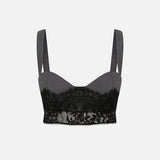 Nola Lace-Trimmed Wool Bralette in Grey