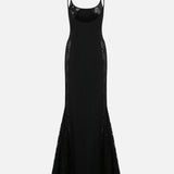 Elina Maxi Dress with Lace Detail in Black